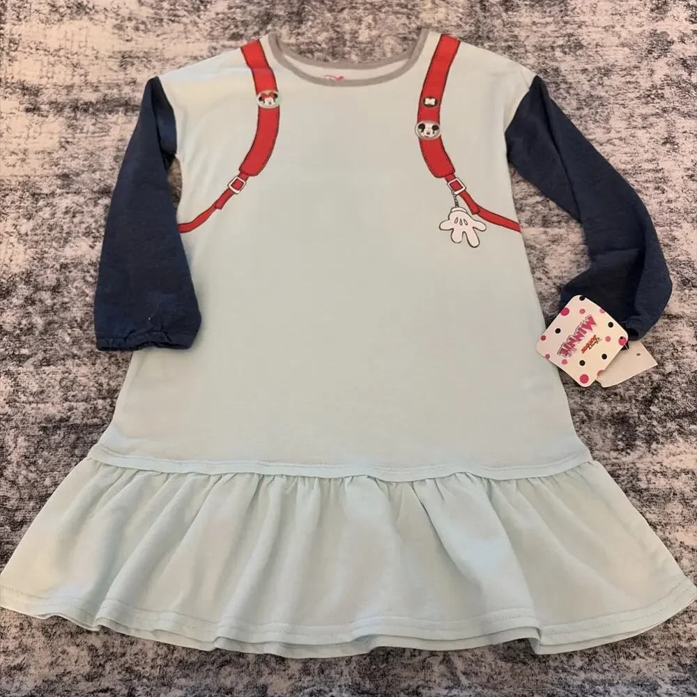 Disney Little Girls Mickey & Minnie Mouse Backpack Dress Blue Size 6 MSRP:$40.00